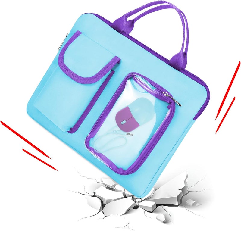 Annmore Carrying Bag for LEXiBOOK Educational and Bilingual Laptop, Blue/Purple - Image 3